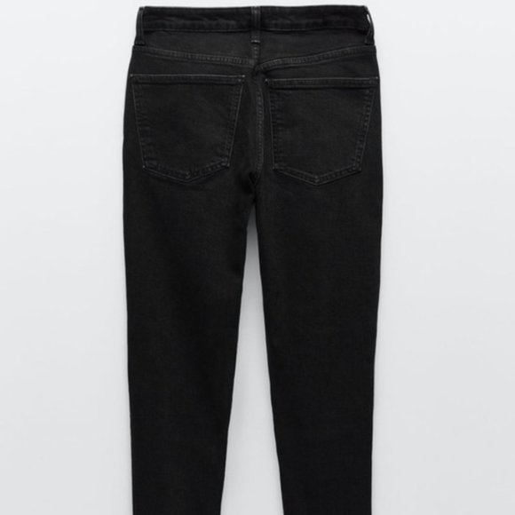 Zara Black Jeans NEW Slim Cut Hi-Rise Ankle Length Size 14 - Picture 3 of 12